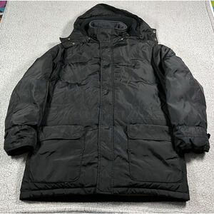 Polo Ralph Lauren Jacket Mens M Black Puffer VTG Hooded Full Zip Goose Down